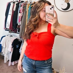 Madewell Tie Front Keyhole Orange Tank Top Size Medium